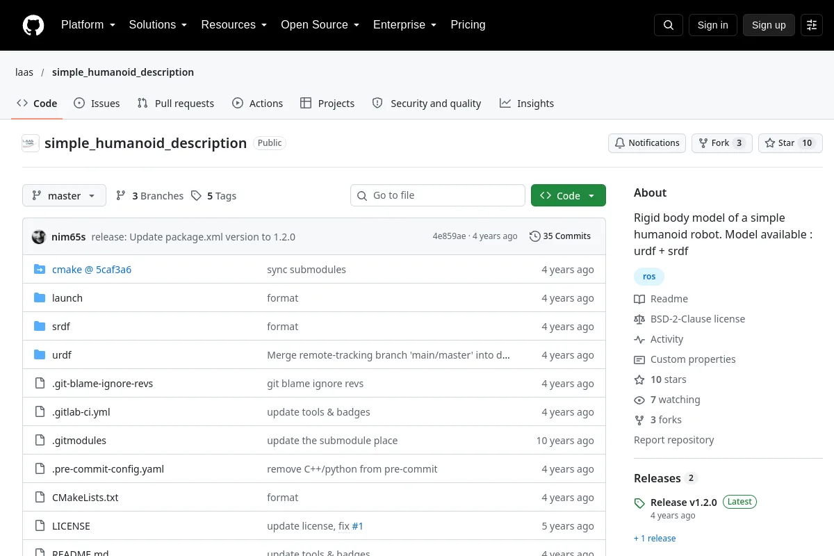 simple humanoid description · laas website or repository screenshot