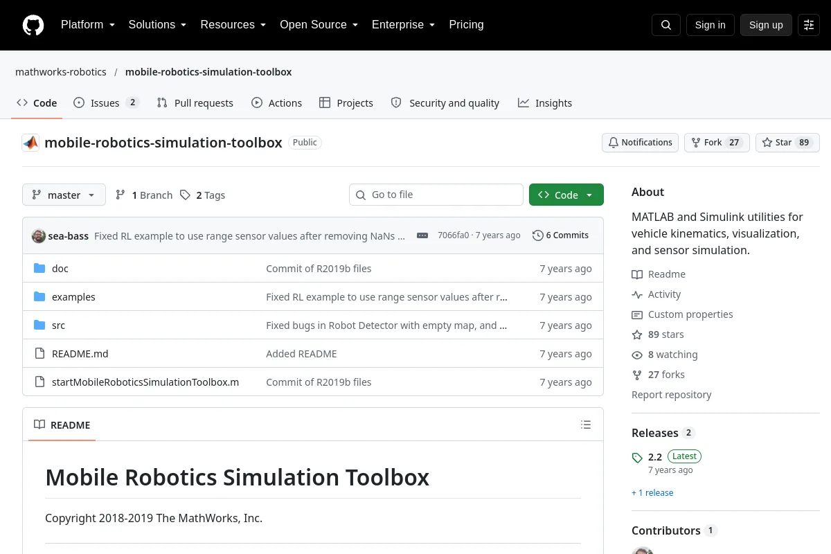 mobile-robotics-simulation-toolbox · mathworks-robotics website or repository screenshot