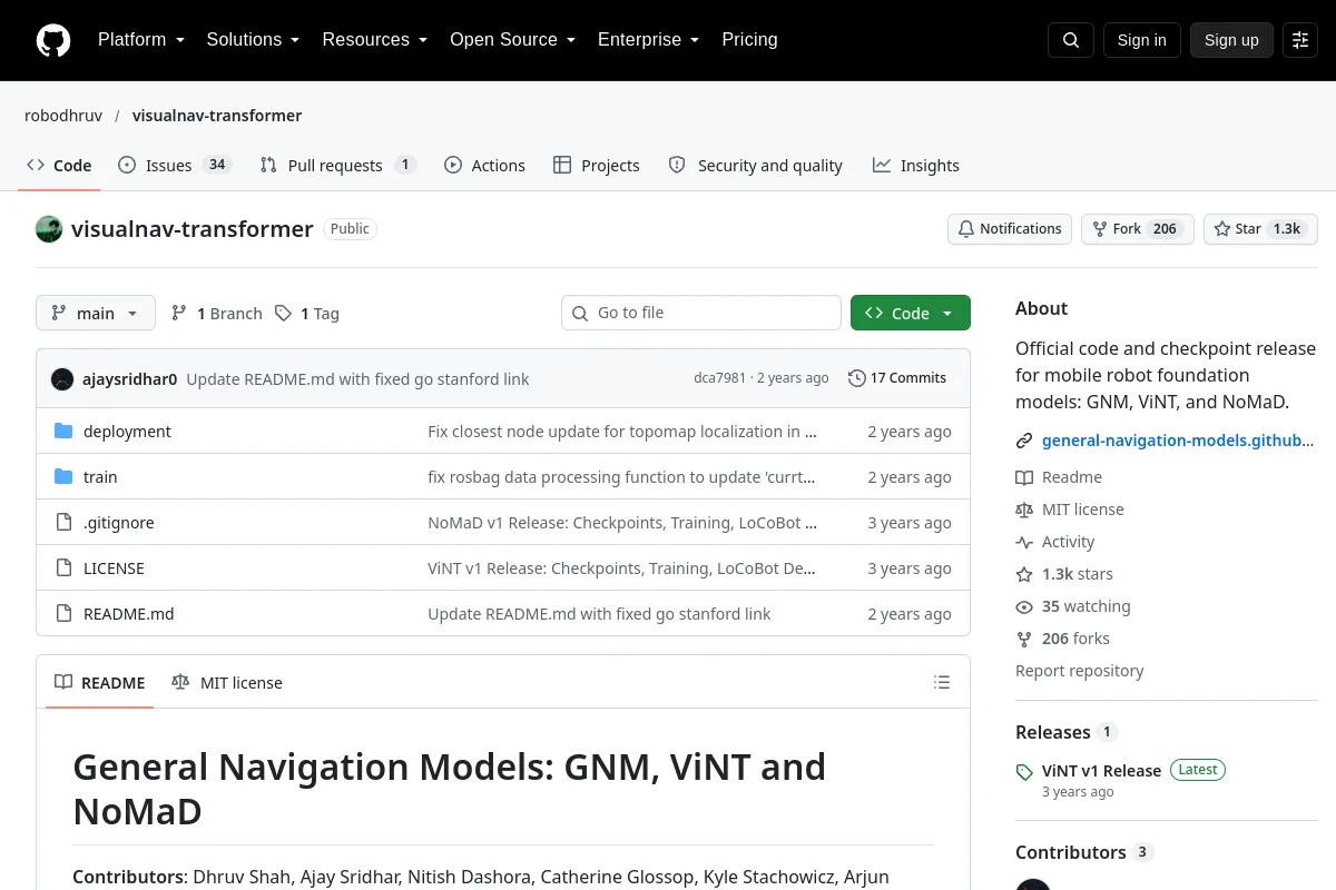 visualnav-transformer · robodhruv website or repository screenshot