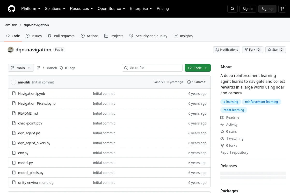 dqn navigation · am-shb website or repository screenshot