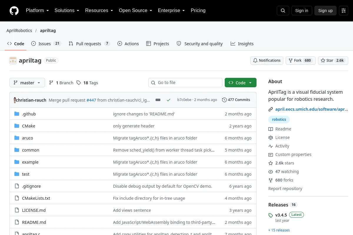apriltag · AprilRobotics website or repository screenshot
