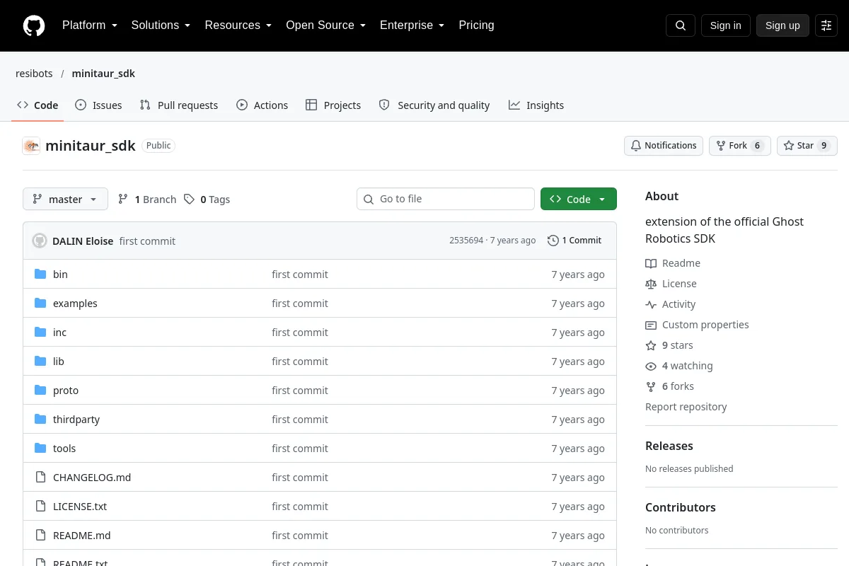minitaur sdk · resibots website or repository screenshot