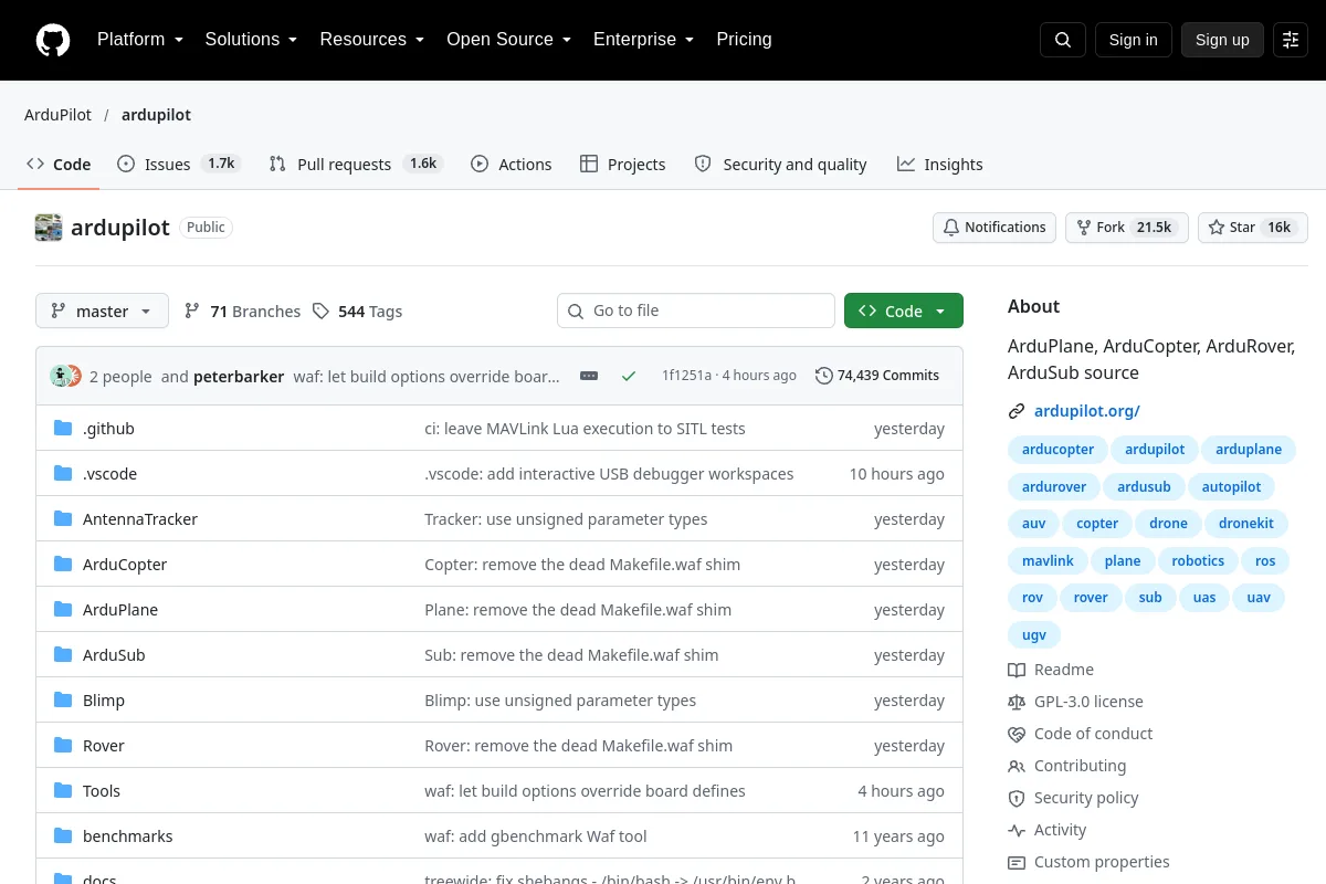 ArduPilot website or repository screenshot