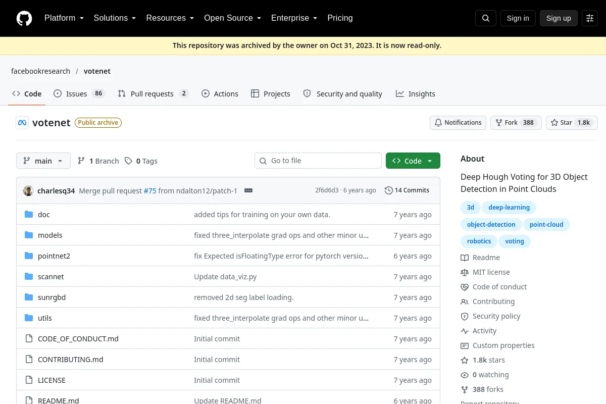 votenet · facebookresearch website or repository screenshot