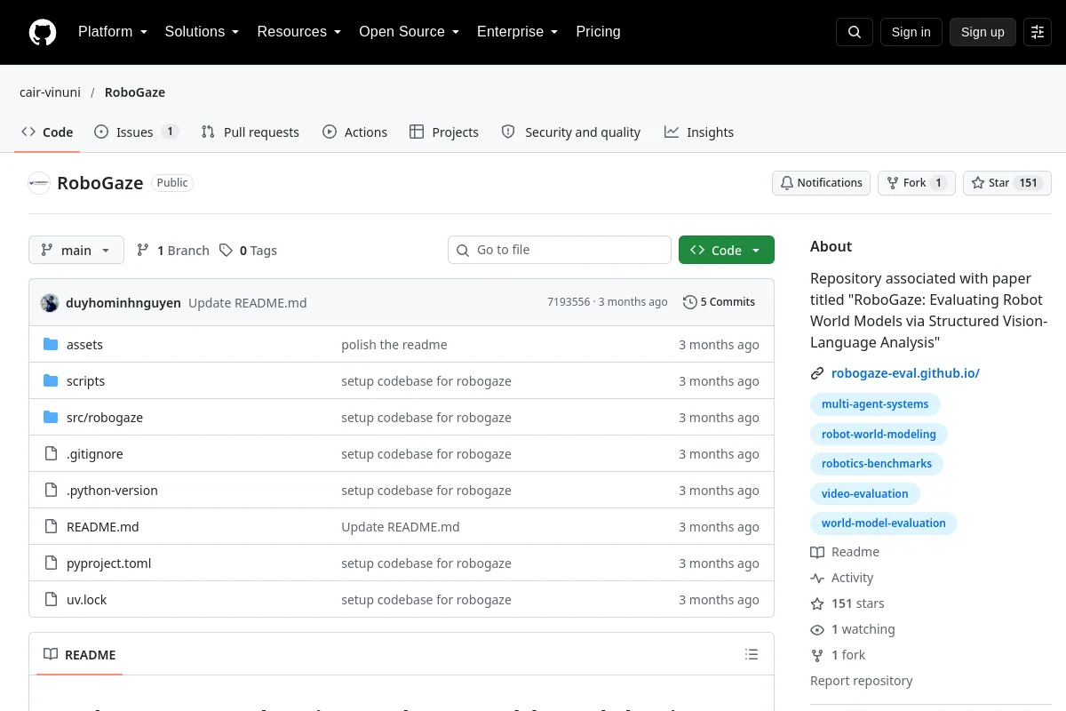 RoboGaze · cair-vinuni website or repository screenshot