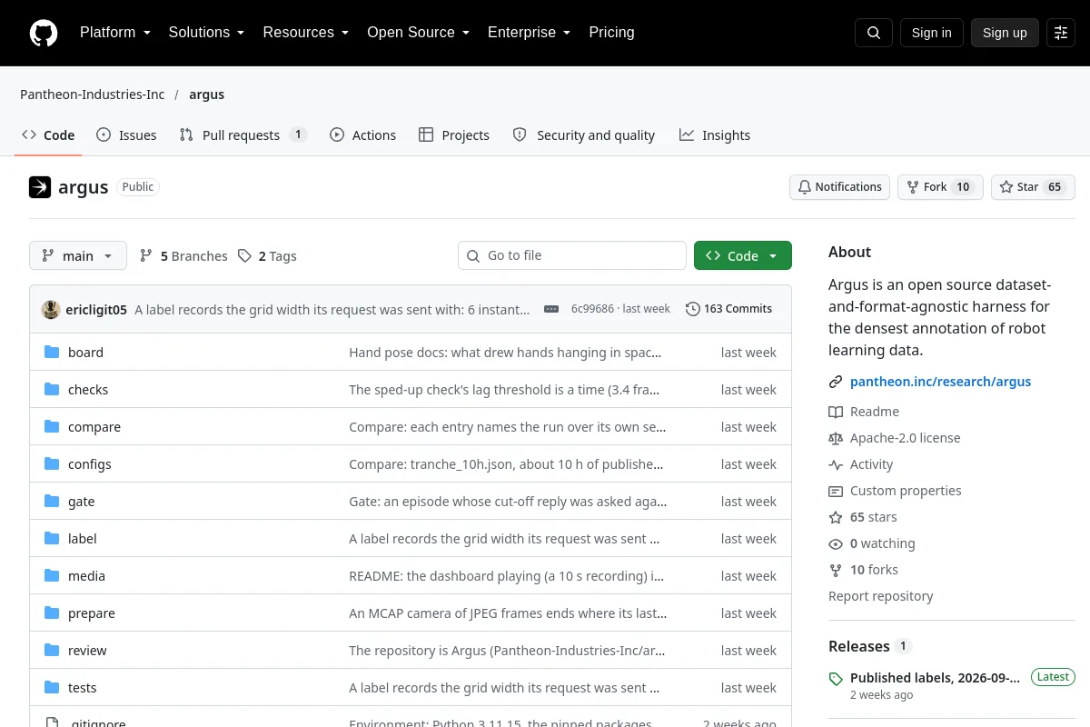 argus · Pantheon-Industries-Inc website or repository screenshot