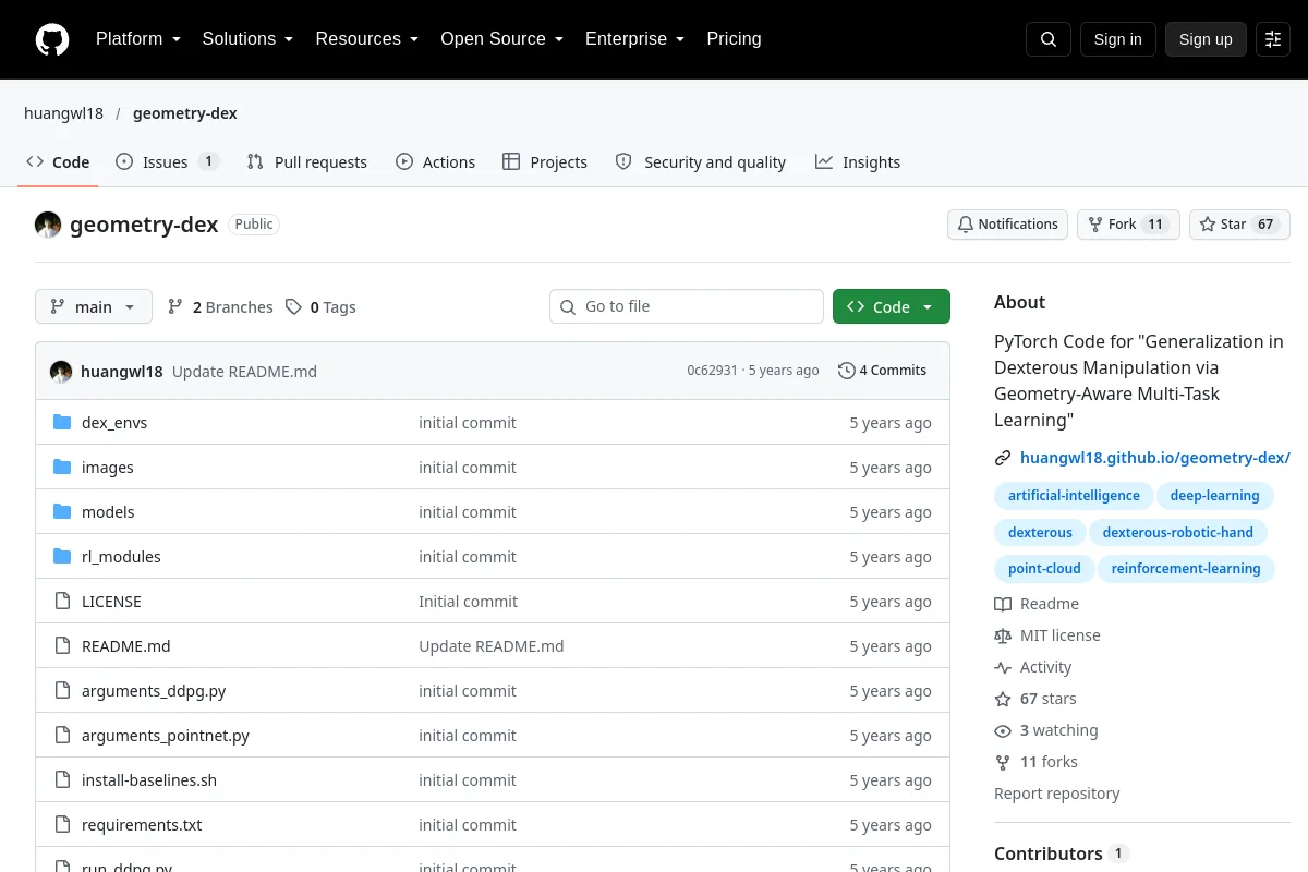 geometry-dex · huangwl18 website or repository screenshot