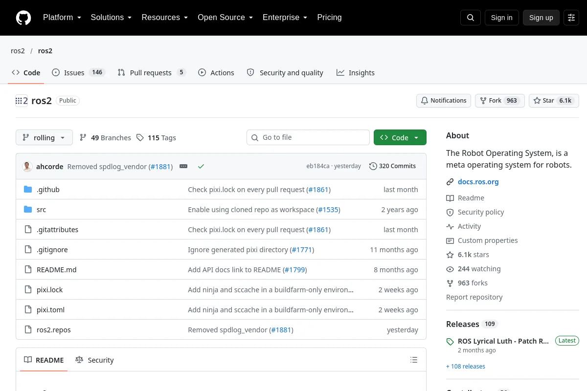 ros2 · ros2 website or repository screenshot