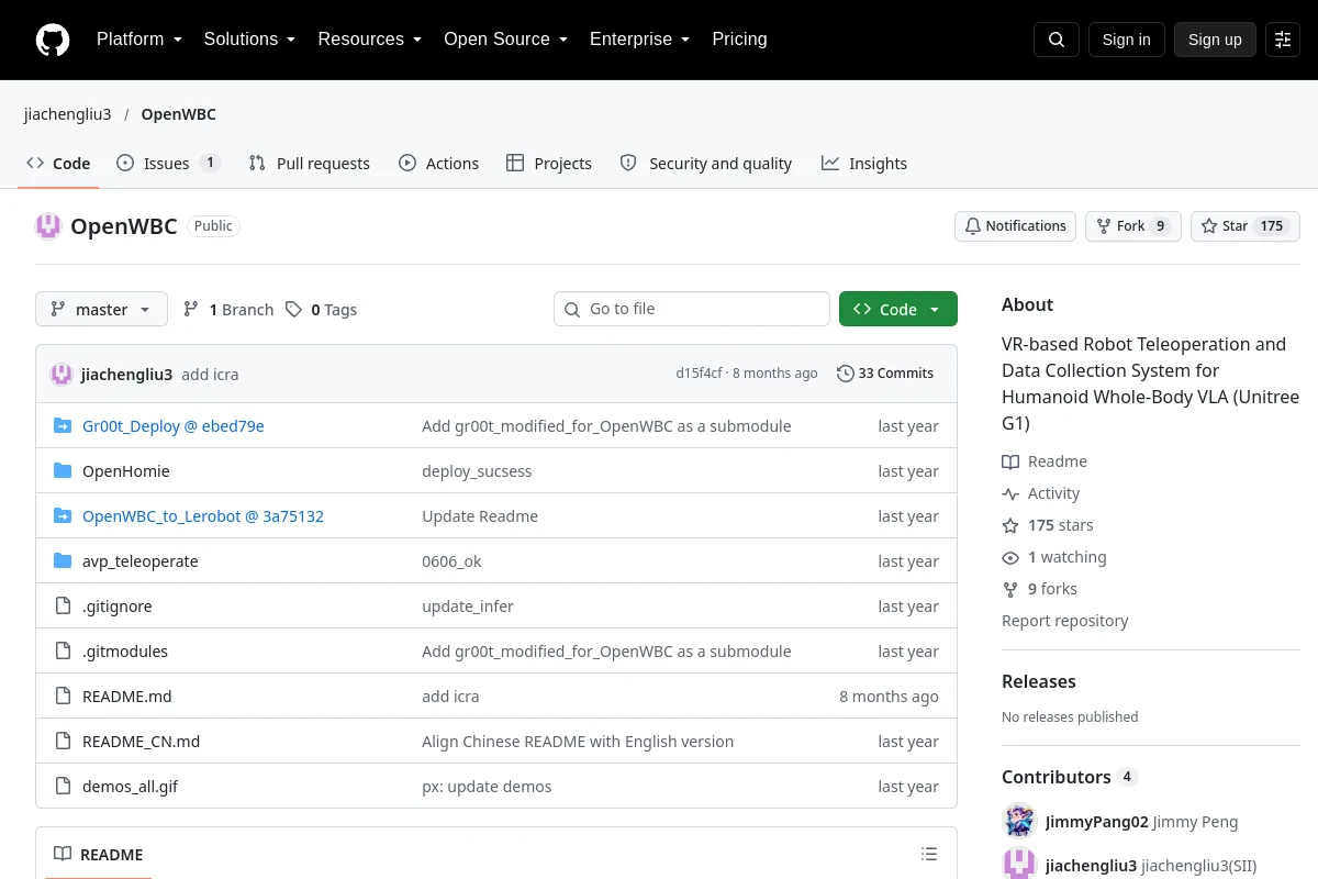 OpenWBC · jiachengliu3 resource page screenshot