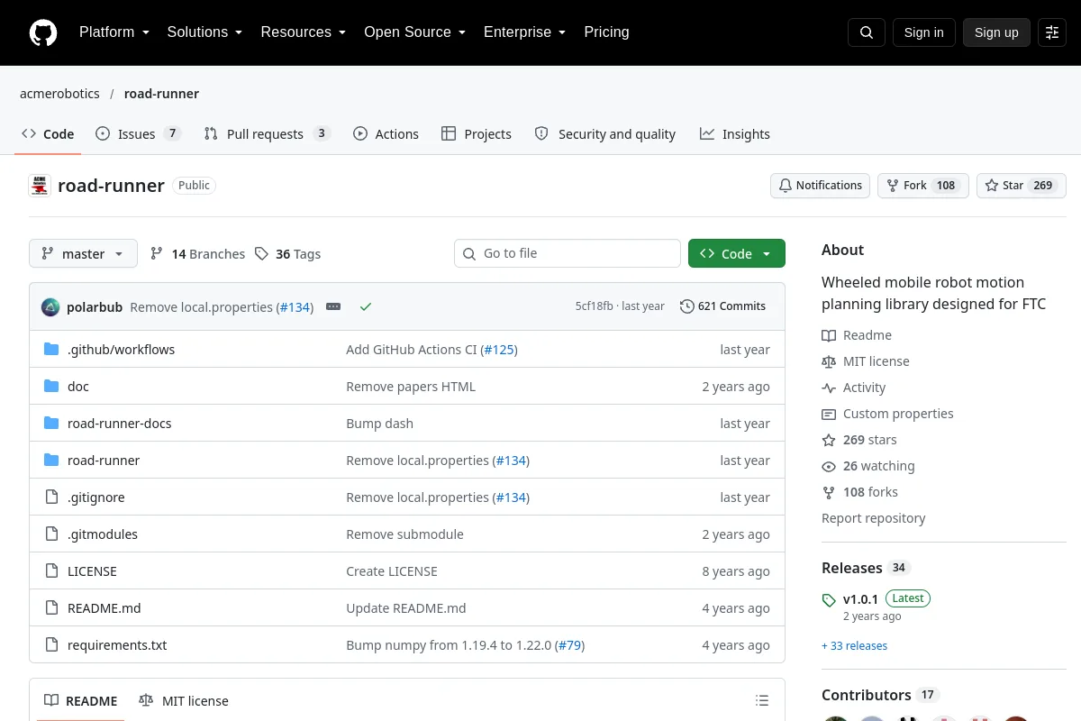 road-runner · acmerobotics resource page screenshot