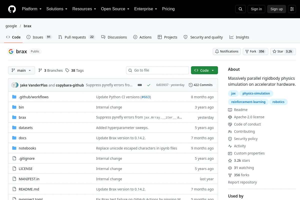 Brax website or repository screenshot
