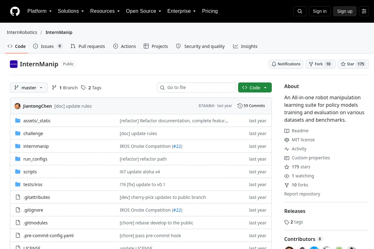 InternManip · InternRobotics website or repository screenshot