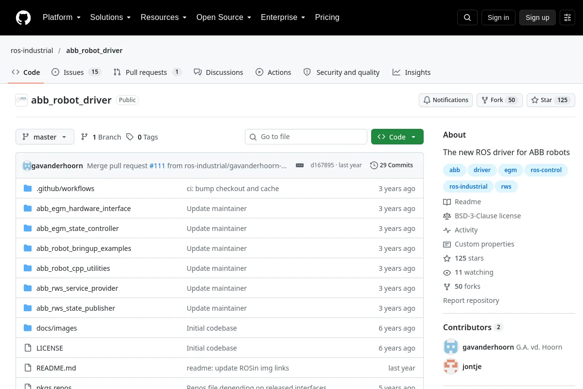 abb_robot_driver · ros-industrial website or repository screenshot