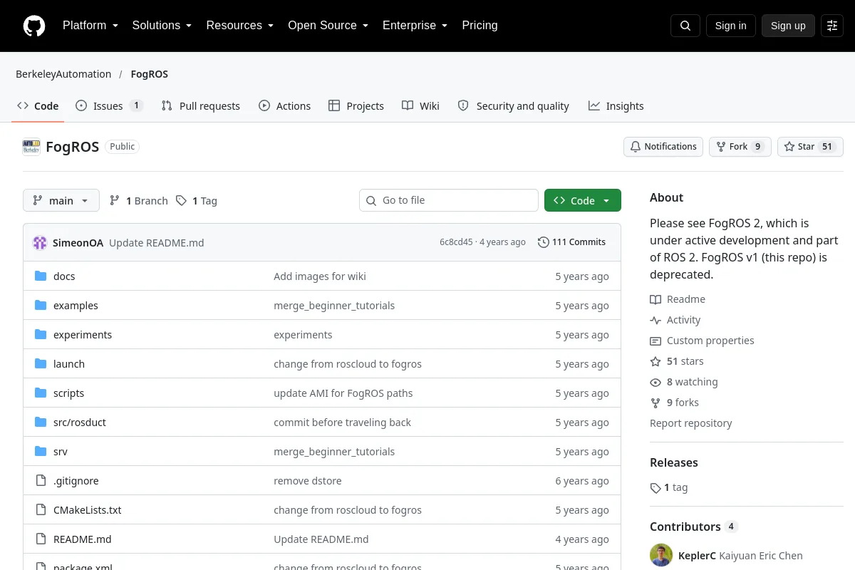 FogROS · BerkeleyAutomation resource page screenshot