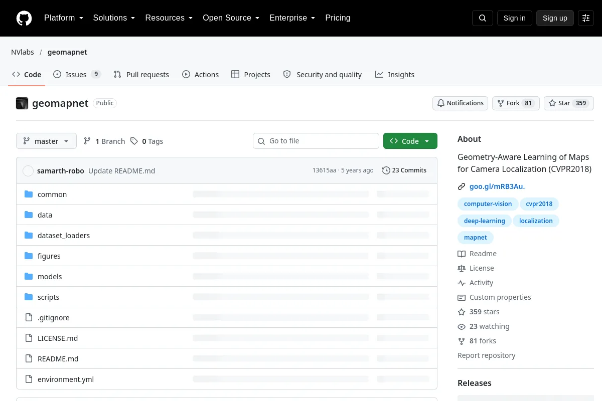 geomapnet · NVlabs resource page screenshot