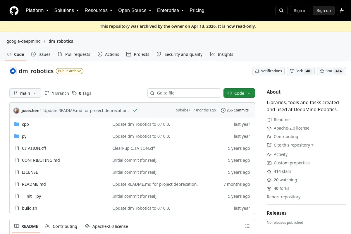 dm robotics · google-deepmind resource page screenshot
