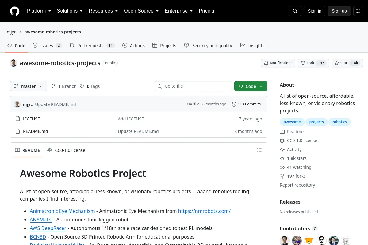 awesome robotics projects · mjyc website or repository screenshot