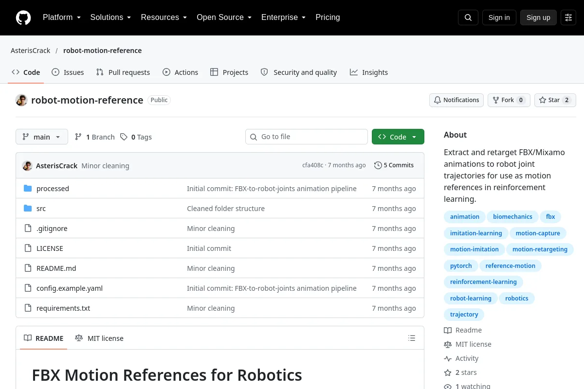 robot motion reference · AsterisCrack resource page screenshot