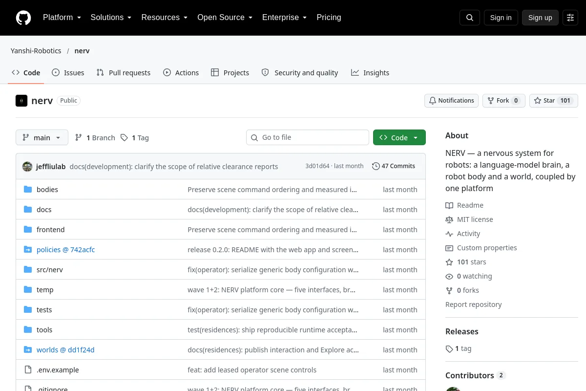 nerv · Yanshi-Robotics website or repository screenshot