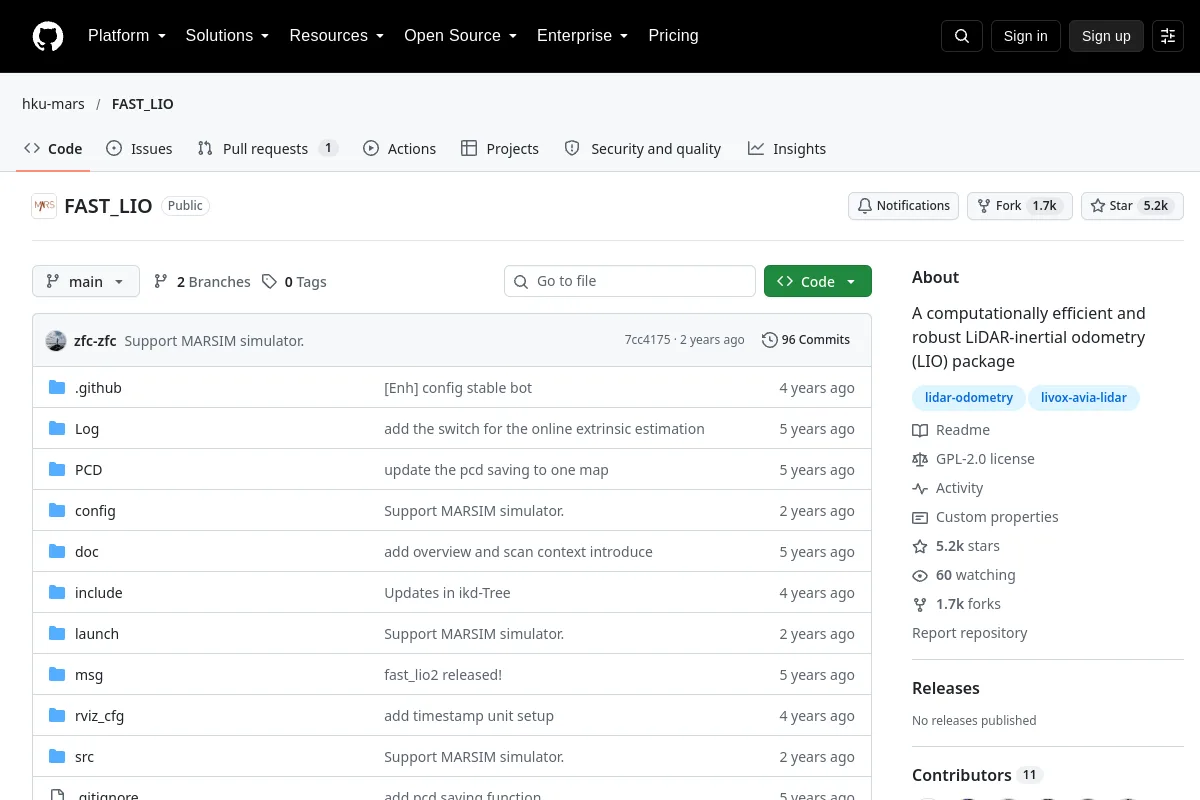 FAST-LIO website or repository screenshot
