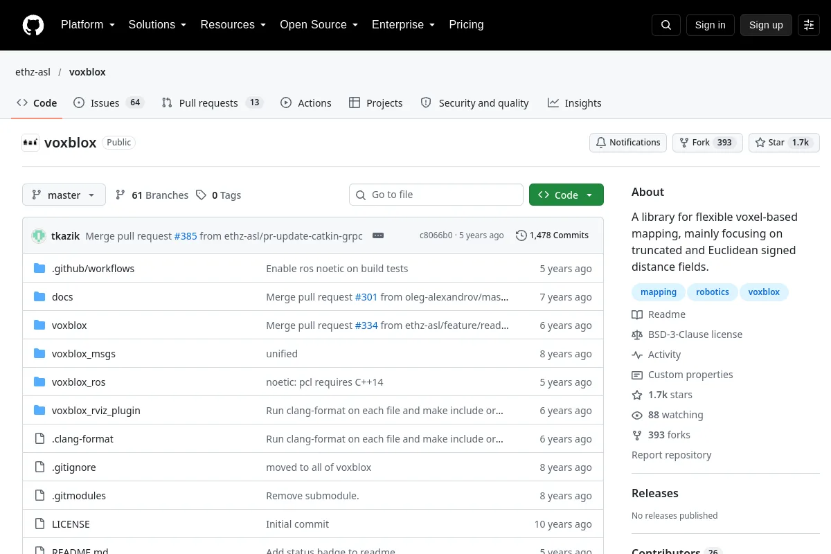 voxblox · ethz-asl resource page screenshot