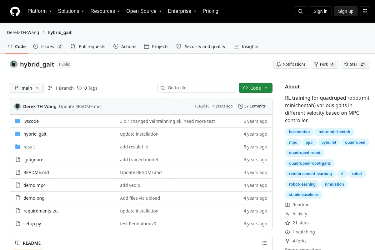 hybrid gait · Derek-TH-Wang resource page screenshot