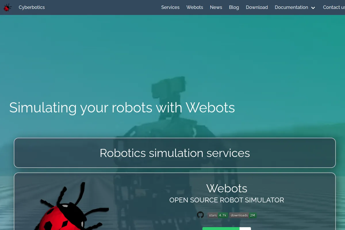 Webots resource page screenshot