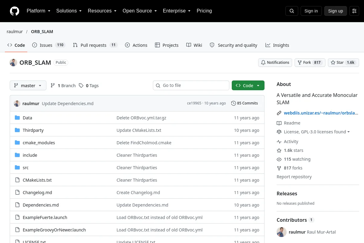 ORB_SLAM · raulmur website or repository screenshot