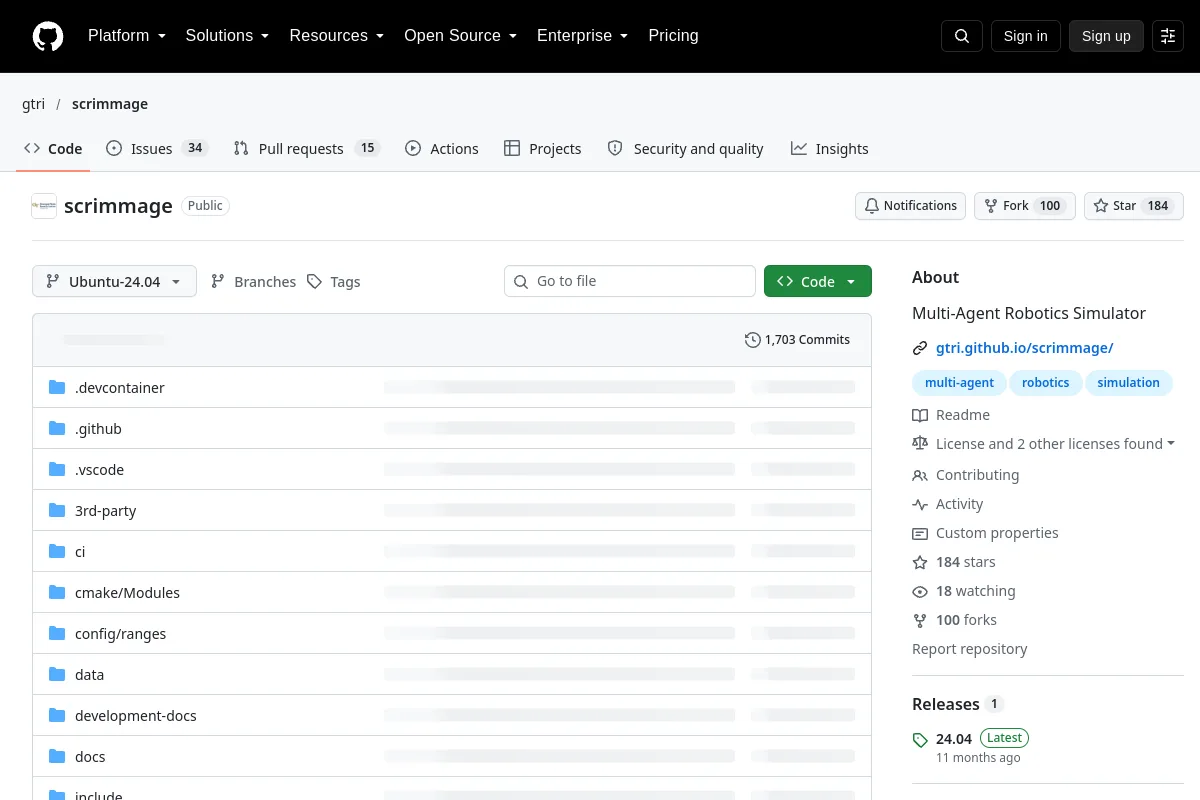 scrimmage · gtri resource page screenshot