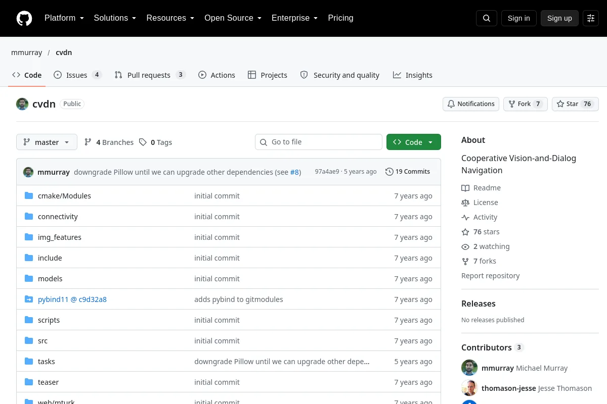 cvdn · mmurray website or repository screenshot