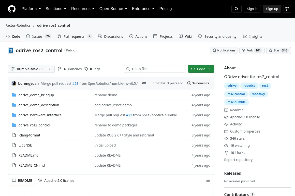 odrive ros2 control · Factor-Robotics website or repository screenshot