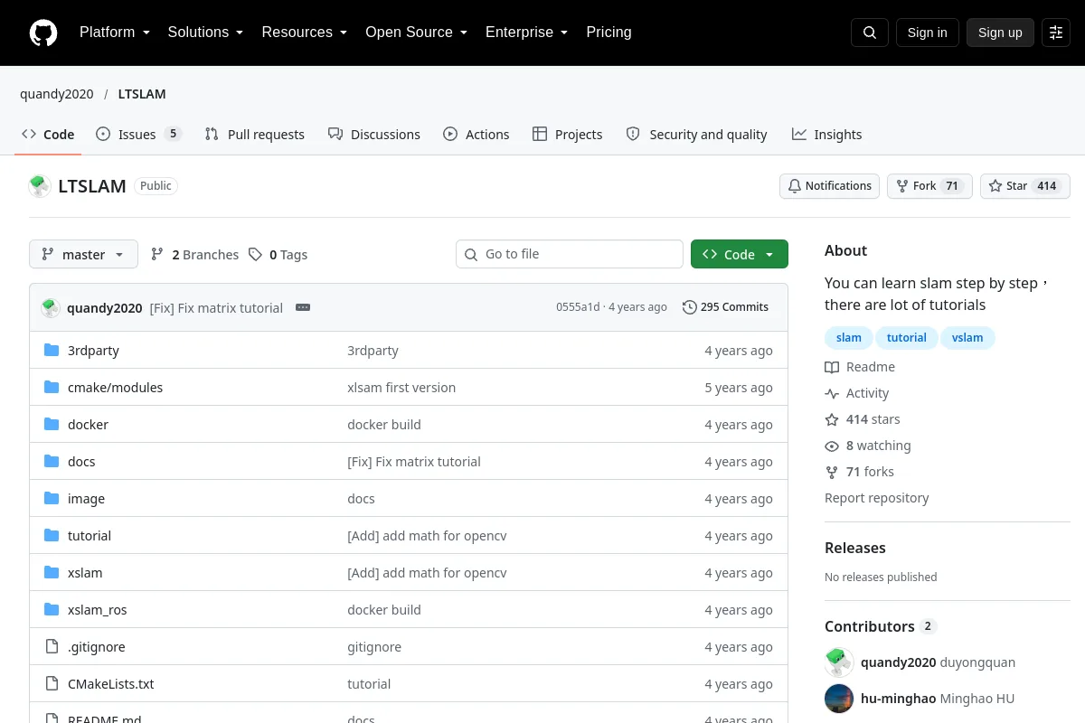 LTSLAM · quandy2020 website or repository screenshot