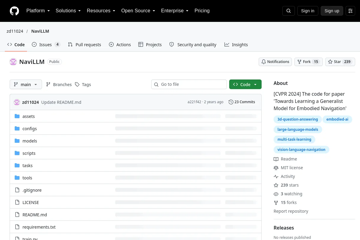 NaviLLM · zd11024 website or repository screenshot
