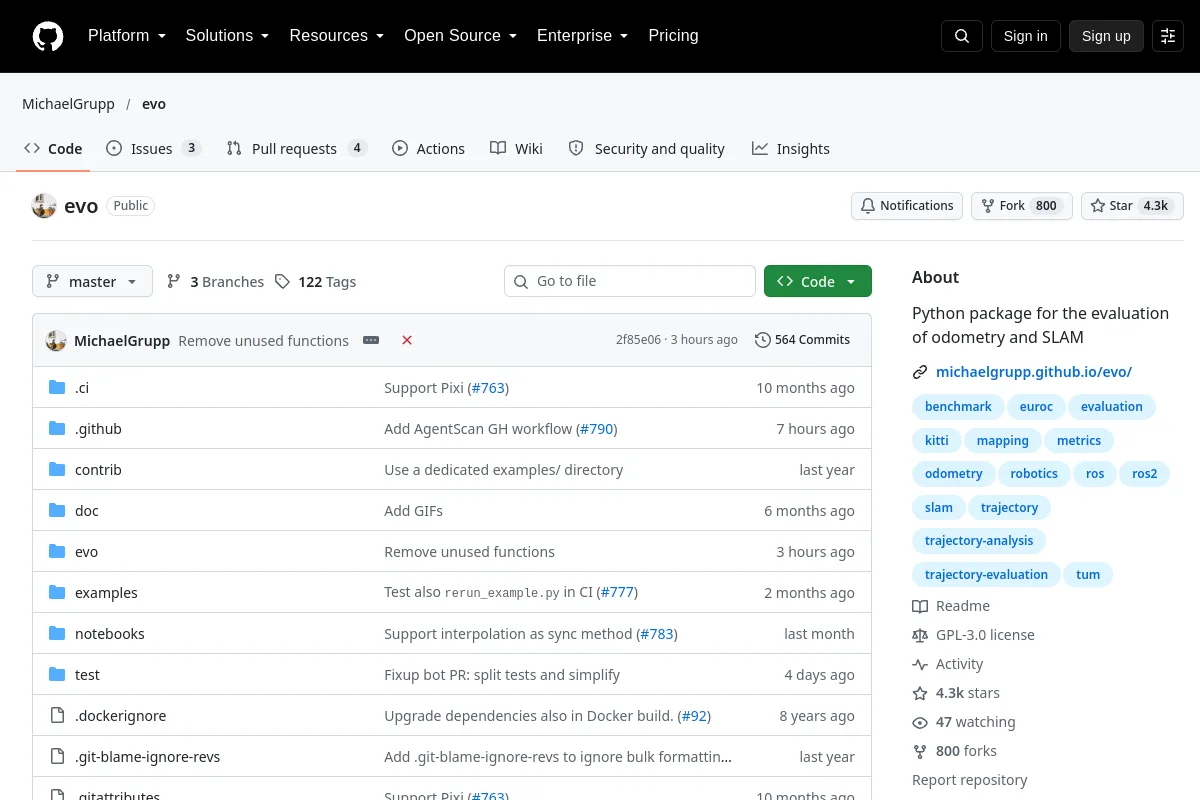 evo · MichaelGrupp website or repository screenshot