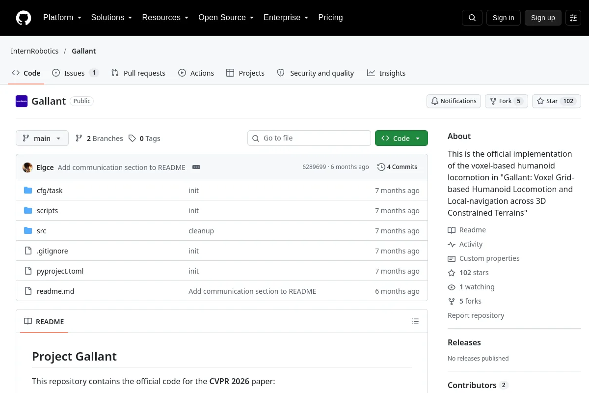 Gallant · InternRobotics resource page screenshot
