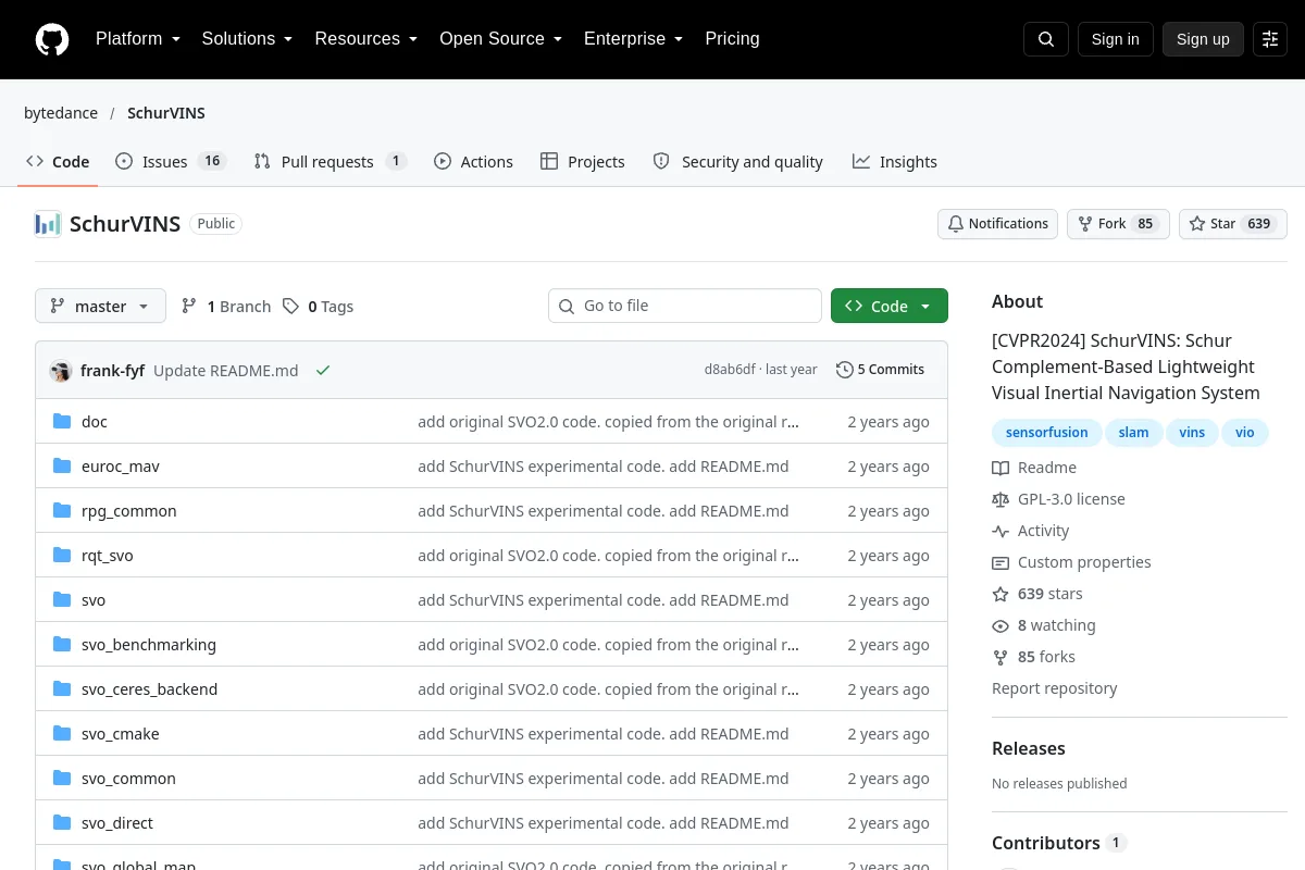 SchurVINS · bytedance resource page screenshot