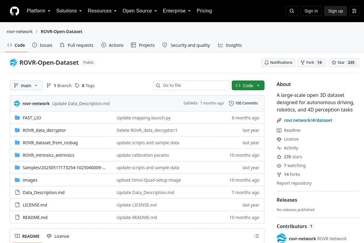 ROVR-Open-Dataset · rovr-network website or repository screenshot