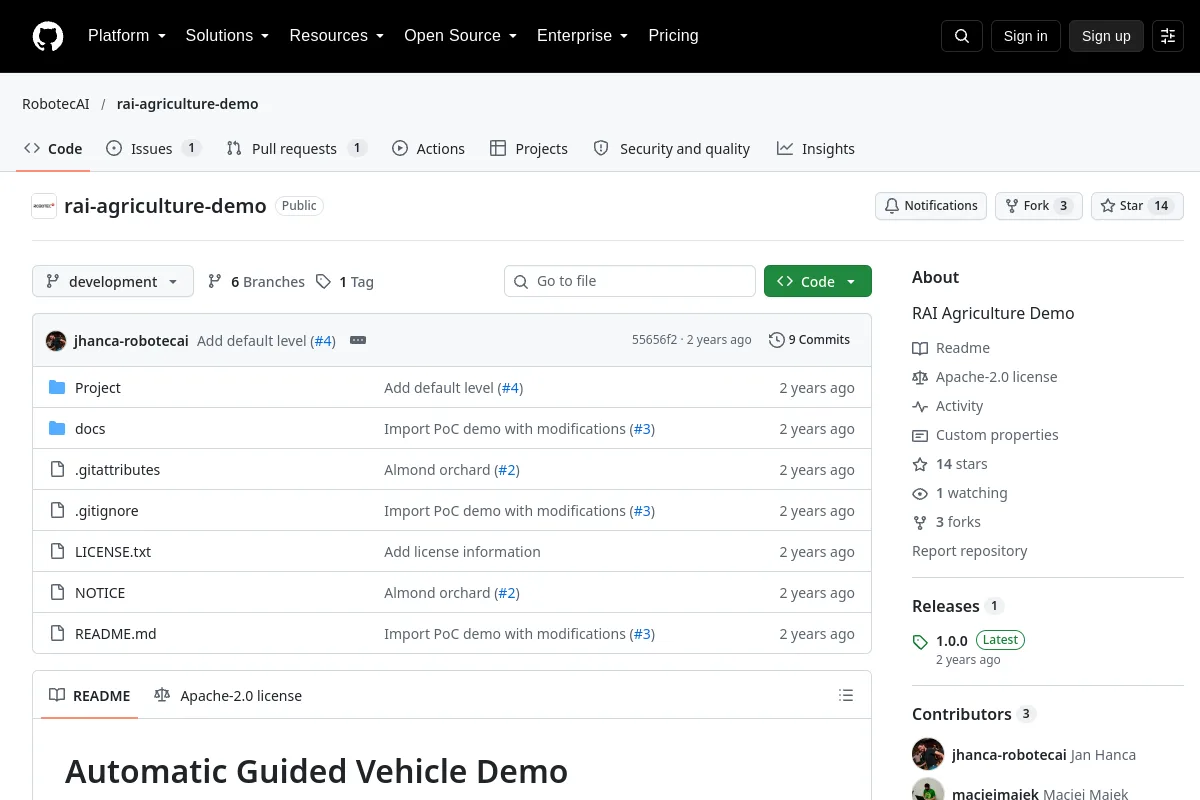 rai agriculture demo · RobotecAI resource page screenshot