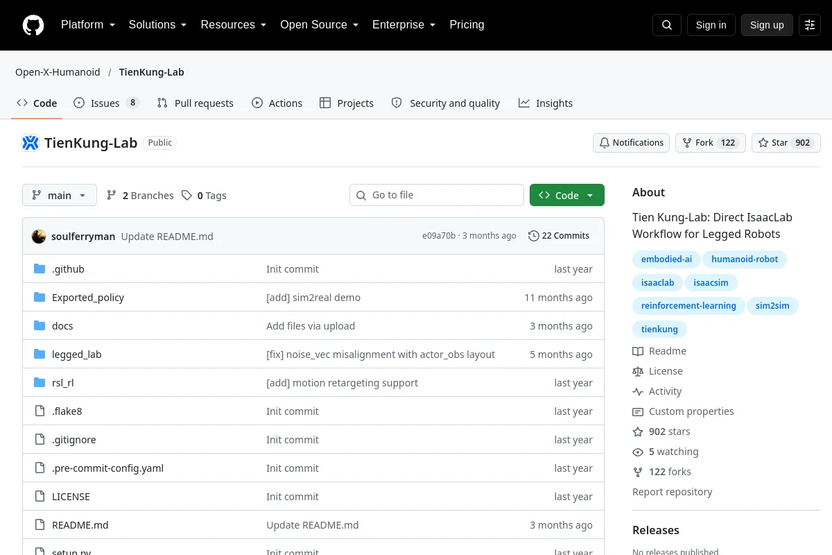 TienKung Lab · Open-X-Humanoid resource page screenshot