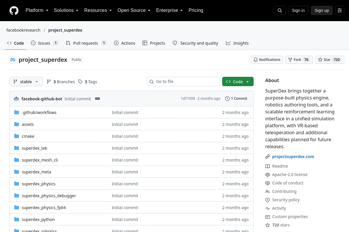 project_superdex · facebookresearch resource page screenshot