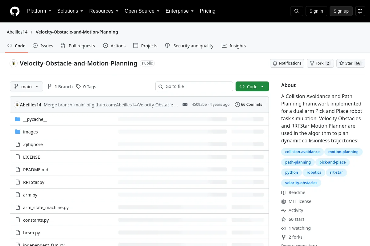 Velocity-Obstacle-and-Motion-Planning · Abeilles14 resource page screenshot