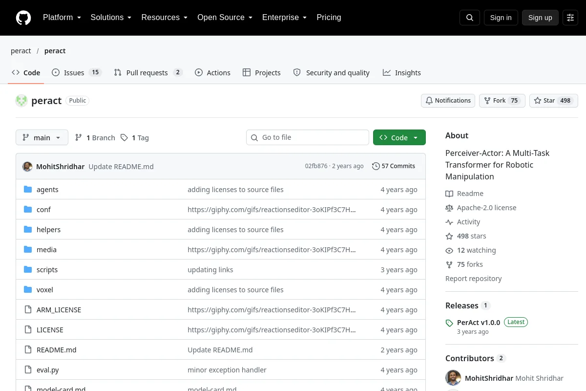 peract · peract website or repository screenshot