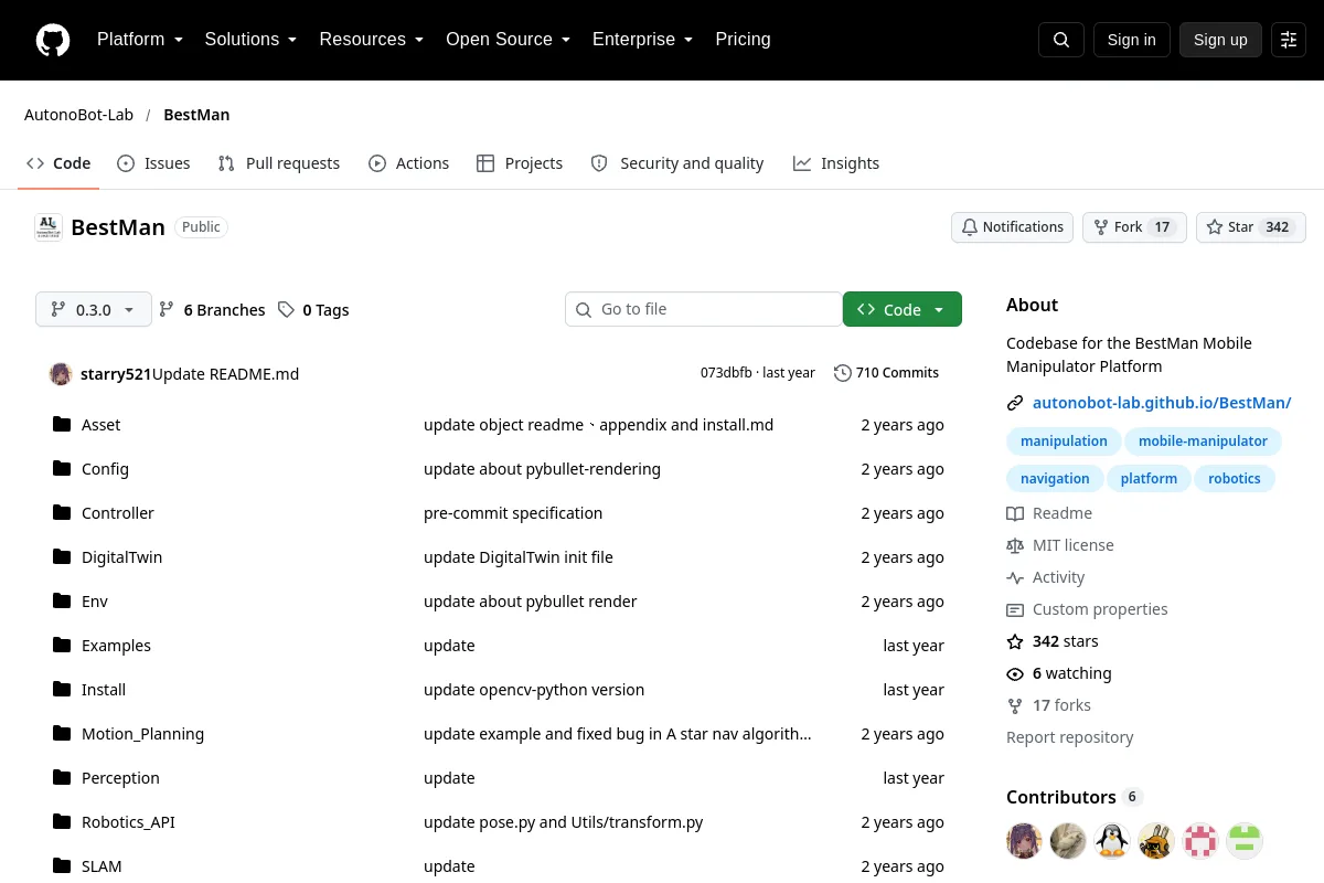 BestMan · AutonoBot-Lab resource page screenshot