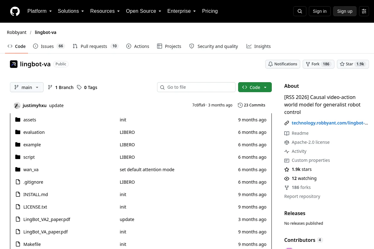 LingBot-VA website or repository screenshot