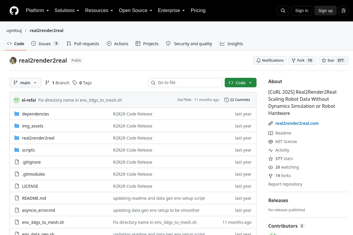 real2render2real · uynitsuj resource page screenshot