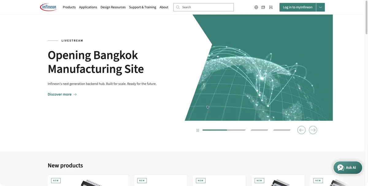 Infineon resource page screenshot