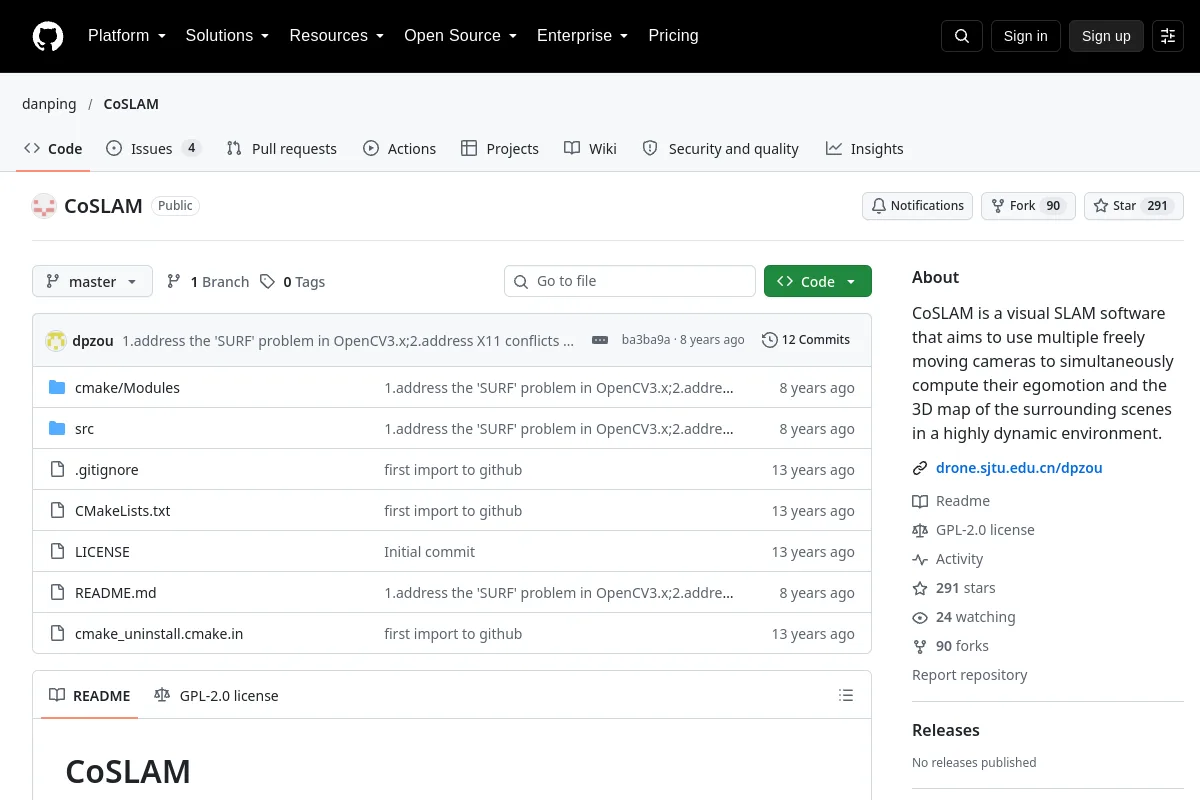 CoSLAM · danping resource page screenshot
