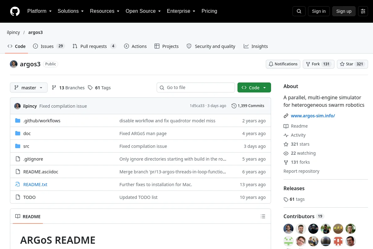 argos3 · ilpincy resource page screenshot