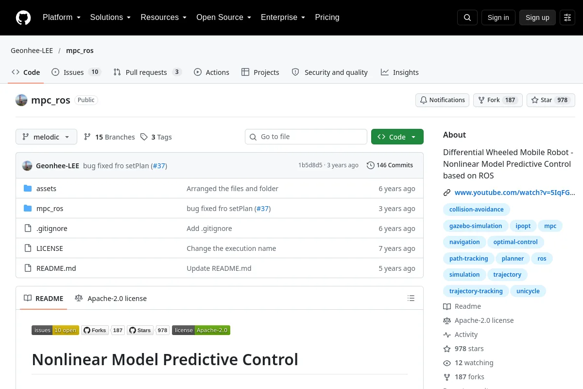 mpc_ros · Geonhee-LEE resource page screenshot