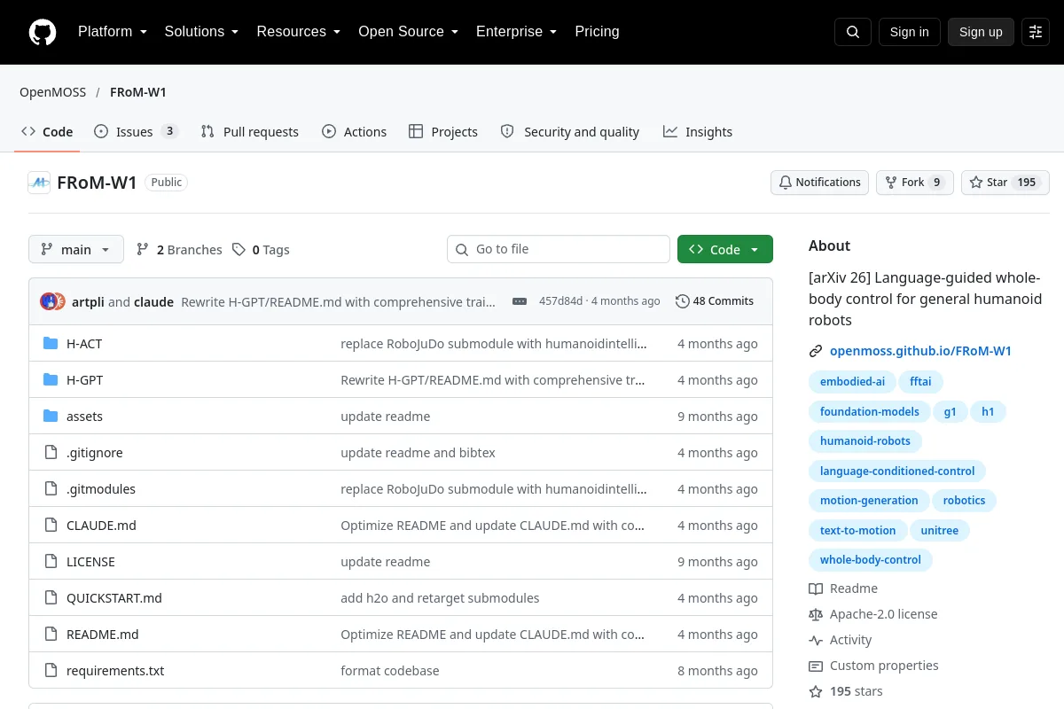 FRoM-W1 · OpenMOSS website or repository screenshot